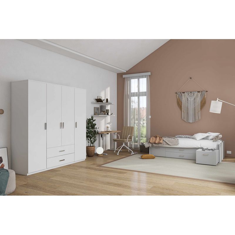 FIDAS - Pack Lit 90x200cm + Armoire Laqués Blanc