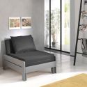 SLEEPY - Fauteuil Convertible d'appoint en Pin Laqué Gris avec Coussins