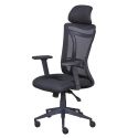 WALLY - Fauteuil de Bureau Tissu Mesh Noir et Appui-Tête