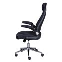 WALTUS - Fauteuil de Bureau Tissu Mesh Noir et Appui-Tête Pieds Chromés