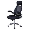 WALTUS - Fauteuil de Bureau Tissu Mesh Noir et Appui-Tête Pieds Chromés