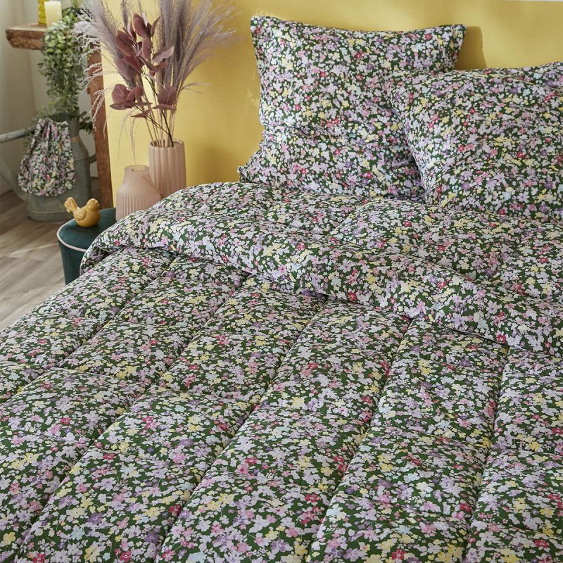 ISIA - Couette Imprimée Floral 260 x 240 cm + 2 Taies d'oreiller 60x60 cm