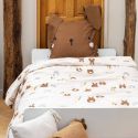 BUNNY - Parure de Lit Imprimé Lapin Housse de Couette 200x200cm + 2 Taies d'Oreiller