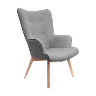 HAYNA - Fauteuil Gris et Piétement Naturel