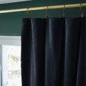 HARRIS - Rideau Ajustable 140x270cm Velours de Coton Bleu nuit + 8 Anneaux Pince