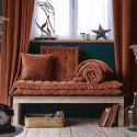 HARRIS - Rideau Ajustable 140x270cm Velours de Coton Terracotta + 8 Anneaux Pince