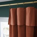 HARRIS - Rideau Ajustable 140x270cm Velours de Coton Terracotta + 8 Anneaux Pince