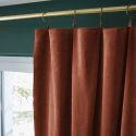 HARRIS - Rideau Ajustable 140x270cm Velours de Coton Terracotta + 8 Anneaux Pince