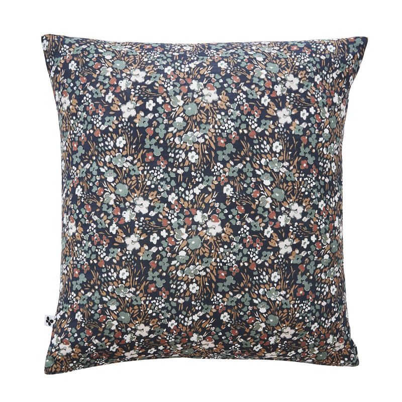 ADONIS BLUE - Taie d'Oreiller 60x60cm Gaze de Coton Coloris Bleu Motifs Fleurs ADONIS BLUE - Taie d'Oreiller 60x60cm Gaze de Coton Coloris Bleu Motifs Fleurs