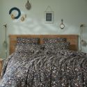 ADONIS BLUE - Housse de Couette 260x240cm Gaze de Coton Fond Bleu Motifs Fleurs