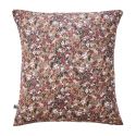 ADONIS BRUN - Taie d'Oreiller 60x60cm Gaze de Coton Fond Brun Motifs Fleurs