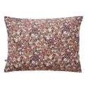 ADONIS BRUN - Taie d'Oreiller 50x70cm Gaze de Coton Fond Brun Motifs Fleurs