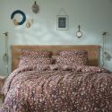 ADONIS BRUN - Housse de Couette 200x200cm Gaze de Coton Fond Brun Motifs Fleurs