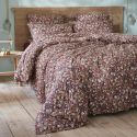 ADONIS BRUN - Housse de Couette 240x220cm Gaze de Coton Fond Brun Motifs Fleurs