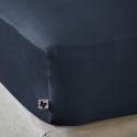 DALIA - Drap Housse 140x190cm 100 % Viscose de Bambou Bleu nuit