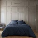 DALIA - Taie d'Oreiller 50x70cm 100 % Viscose de Bambou Bleu nuit