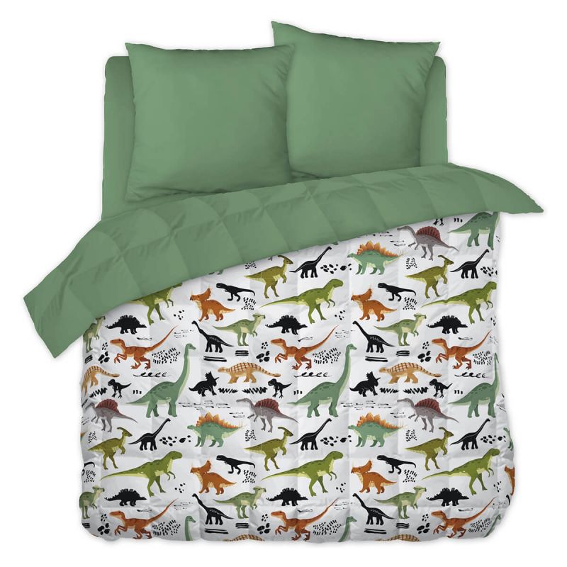 MEZO - Couette Imprimée Motifs Dinosaures 260 x 240 cm + 2 Taies d'oreiller 60x60 cm