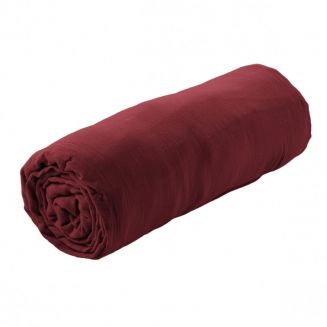 OUREA - Drap Housse 200x200cm Gaze de Coton Lie de vin