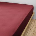 OUREA - Drap Housse 200x200cm Gaze de Coton Lie de vin