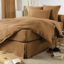 OUREA - Drap Housse 200x200cm Gaze de Coton Camel