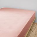 OUREA - Drap Housse 200x200cm Gaze de Coton Rose pêche