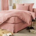 OUREA - Drap Housse 200x200cm Gaze de Coton Rose pêche