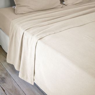 HEDDA - Drap Plat 240x300cm Flanelle de Coton Coloris Sable