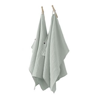 OUREA - Lot de 2 Essuie-mains 50x70cm Gaze de Coton Eucalyptus