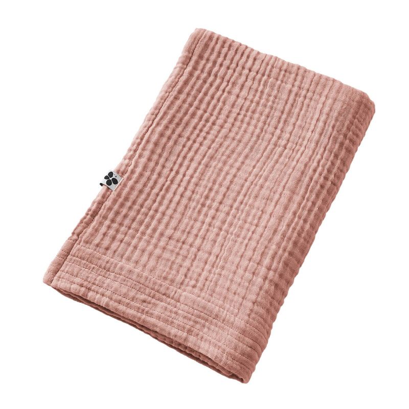 OUREA - Serviette de Douche 70x130cm Gaze de Coton Rose pêche