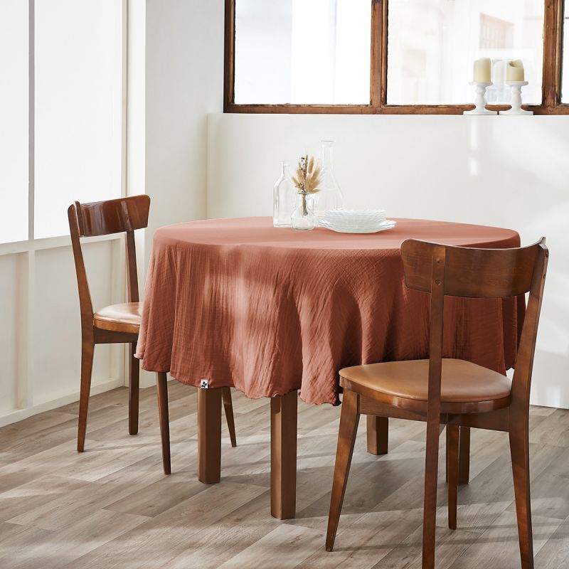 OUREA - Nappe Ronde Ø180cm Gaze de Coton Terracotta