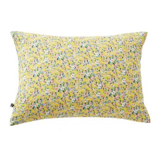 SIMONE - Taie d'Oreiller 50x70cm Gaze de Coton Jaune Imprimé Floral