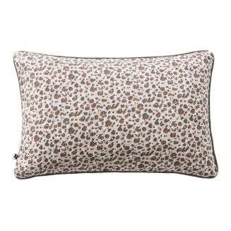 SOLENE - Coussin Déhoussable 40x60cm Gaze de Coton Imprimé Tâcheté Brun