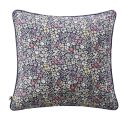 SOIZIC - Coussin Déhoussable 45x45cm Gaze de Coton Imprimé Bleu-Violet Imprimé Fleurs