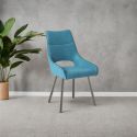 AMADO - Lot de 2 Chaises Tissu Coloris Bleu