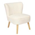 KELIOS - Fauteuil en Tissu Bouclettes Blanc Pieds Bois Naturel