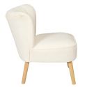 KELIOS - Fauteuil en Tissu Bouclettes Blanc Pieds Bois Naturel