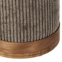 AMORY - Pouf en velours côtelé coloris taupe socle en MDF