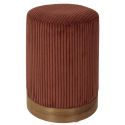 AMORY - Pouf en velours côtelé coloris terracotta socle en MDF