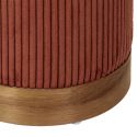 AMORY - Pouf en velours côtelé coloris terracotta socle en MDF