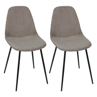 AMORY - Lot de 2 chaises en velours côtelé coloris taupe