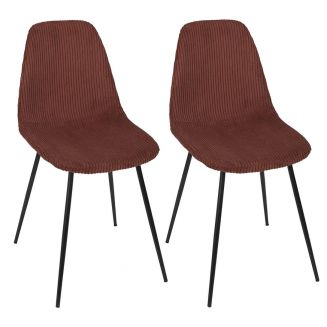 AMORY - Lot de 2 chaises en velours côtelé coloris terracotta