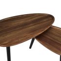 ASTRID - Lot de 2 tables basses ovales gigogne en acacia teinté noyer