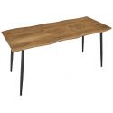 CAROLIE - Table de Repas Allongeable en MDF Aspect Chêne Clair Pieds Métal Noir