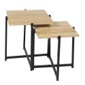 ELIAS - lot de 2 tables basses gigogne plateau MDF aspect bois piètement métal