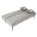 ENIS - Canapé convertible bois d'eucalyptus velours gris et pieds métal noir