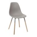 FLUK - Lot de 2 Chaises Polypropylène Taupe et Bois