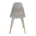 FLUK - Lot de 2 Chaises Polypropylène Taupe et Bois