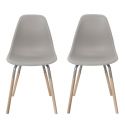 FLUK - Lot de 2 Chaises Polypropylène Taupe et Bois