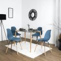 FLUK - Lot de 2 Chaises Polypropylène Bleu et Bois