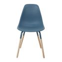 FLUK - Lot de 2 Chaises Polypropylène Bleu et Bois